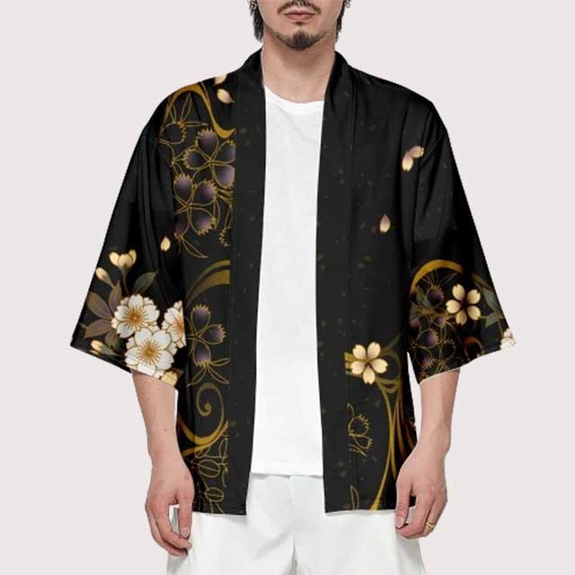 Black Floral Kimono Jacket | Eiyo Kimono