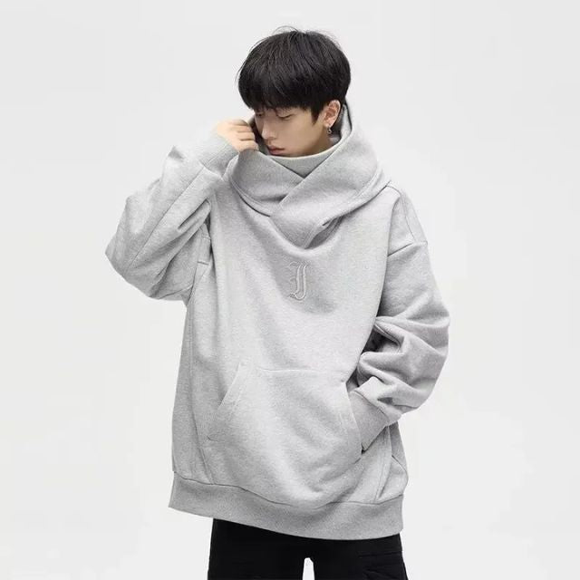 minimalist street hoodie with layered neckline and oversized silhouette for modern styling - Eiyo Kimono
