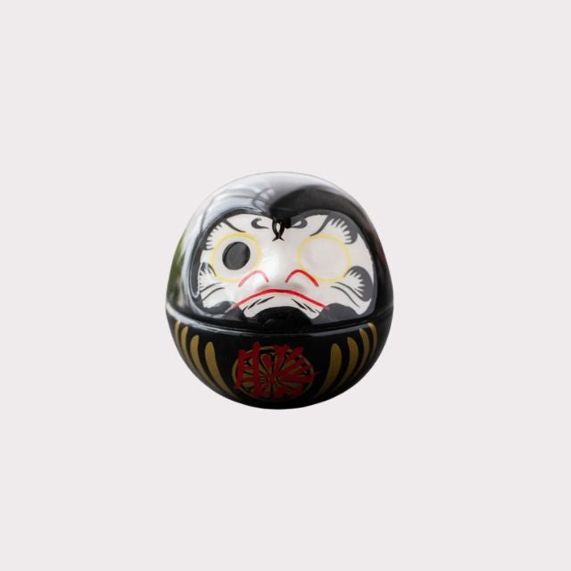 Ceramic Daruma Doll Japanese lucky charm for desk, shelf, or mindful interior styling - eiyo kimono