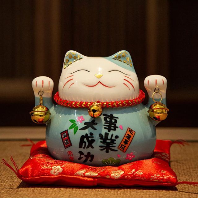 Japanese lucky cat decor symbolizing prosperity and positive energy - eiyo kimono