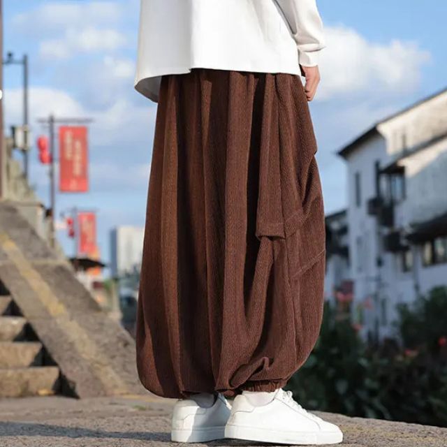 Hakama pants wide-leg hamaka with ankle cuffs inspired by Japanese fashion | Eiyo Kimono