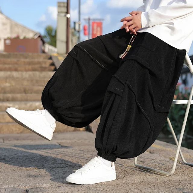 Hakama pants wide-leg hamaka with ankle cuffs inspired by Japanese fashion | Eiyo Kimono