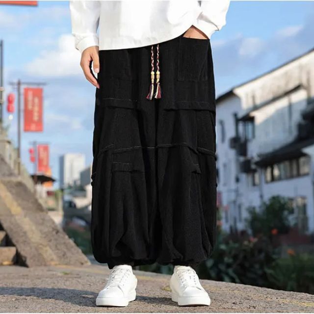 Hakama pants wide-leg hamaka with ankle cuffs inspired by Japanese fashion | Eiyo Kimono