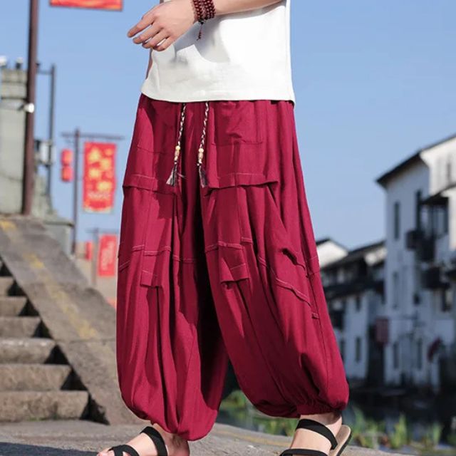 Hakama pants wide-leg hamaka with ankle cuffs inspired by Japanese fashion | Eiyo Kimono