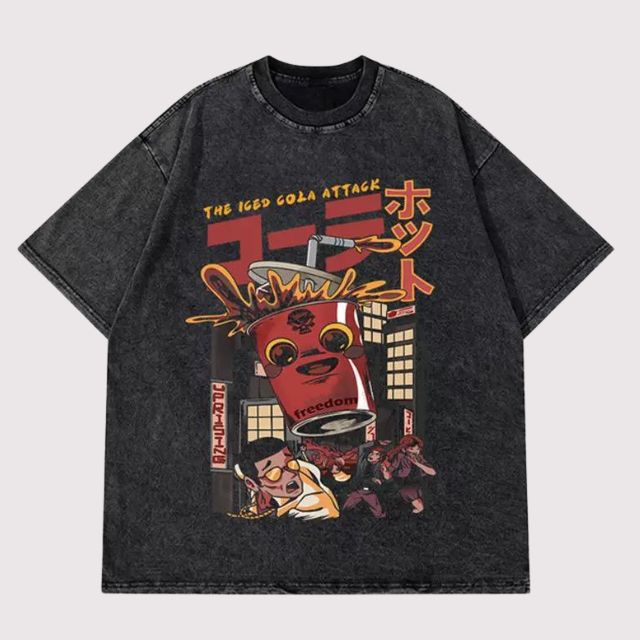 T-shirt rosa con stampa cartoon stile Jirai Kei Kawaii - Kawaii Fashion