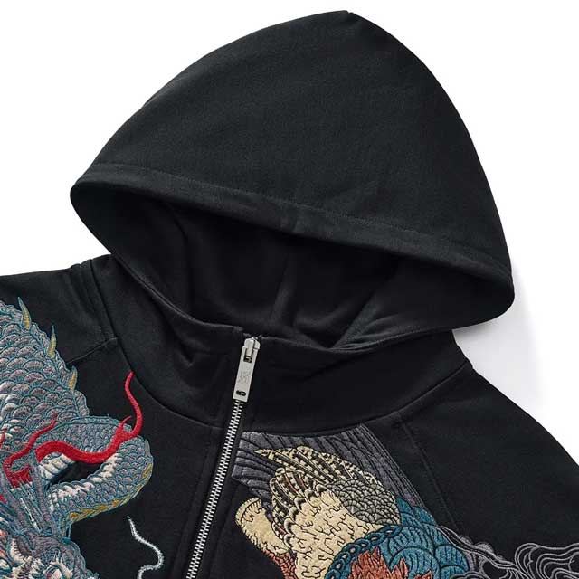 Black Japanese Hoodie | Eiyo Kimono