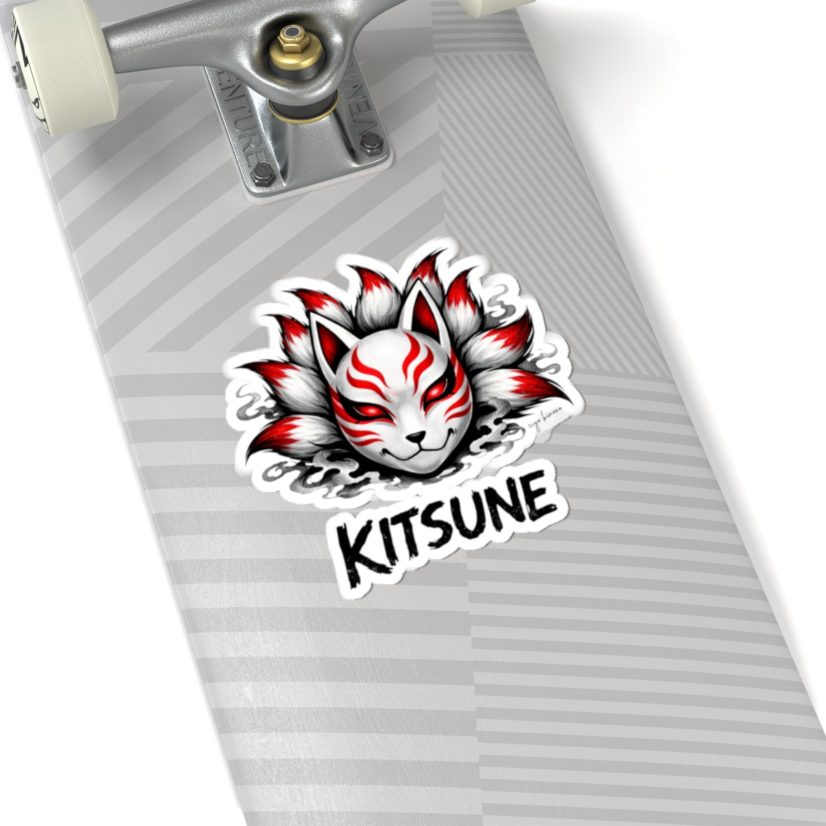 Kitsune Fox Mask Kiss-Cut Sticker — Japanese Myth Spirit Decal - eiyo kimono