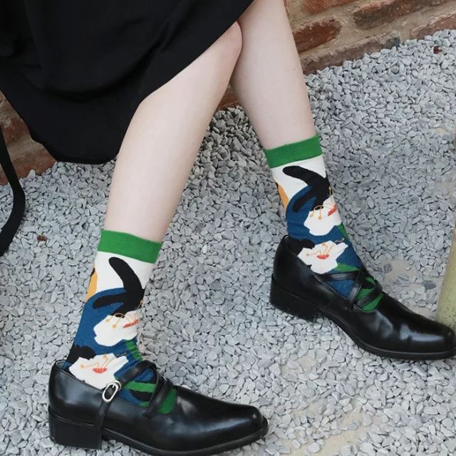 Streetwear outfit paired with bold patterned Tabi Socks | Eiyo Kimono