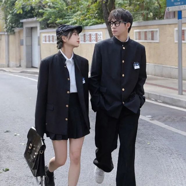 Seifuku blazer jacket inspired by Japanese school uniforms with structured collar and button front - eiyo kimono