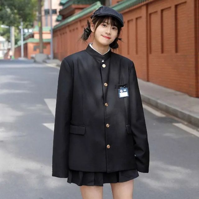 Seifuku blazer jacket inspired by Japanese school uniforms with structured collar and button front - eiyo kimono