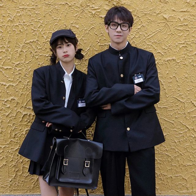 Seifuku blazer jacket inspired by Japanese school uniforms with structured collar and button front - eiyo kimono