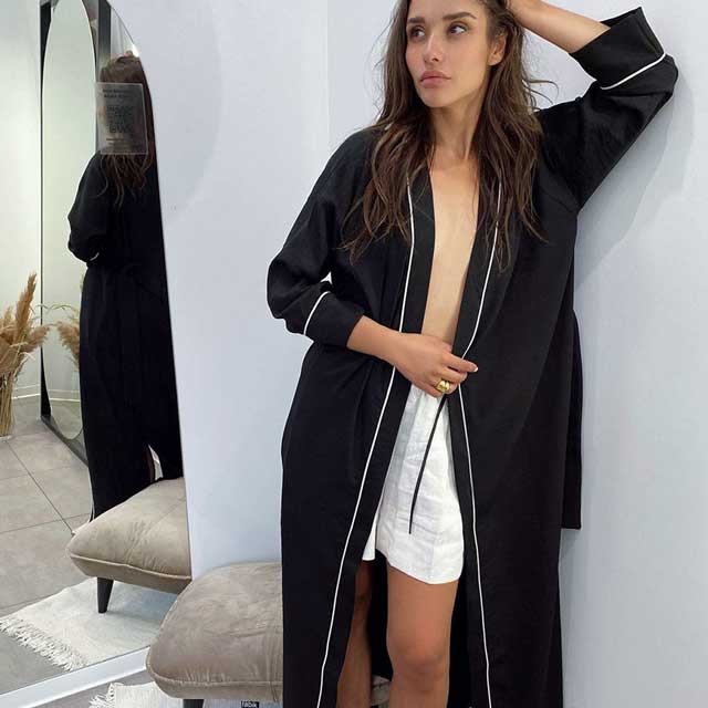 Black and White Kimono Robe | Eiyo Kimono