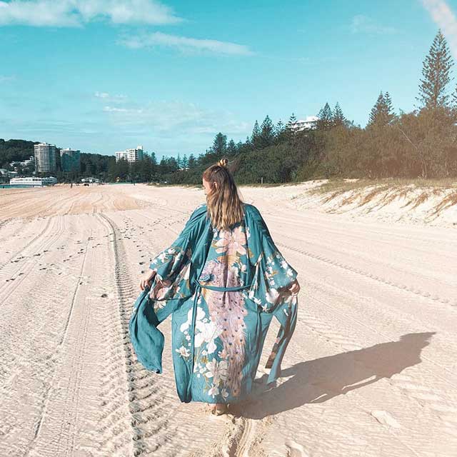 Blue Floral Kimono Robe | Eiyo Kimono