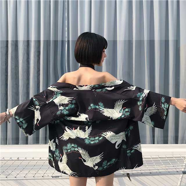 Japanese Crane Haori Jacket | Eiyo Kimono