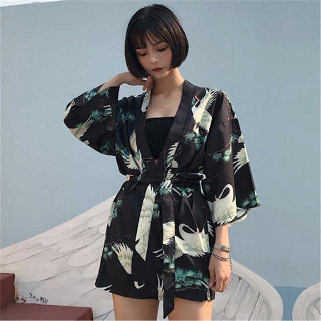 Japanese Crane Haori Jacket | Eiyo Kimono