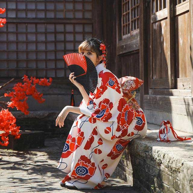 Japanese Red and White Kimono | Eiyo Kimono