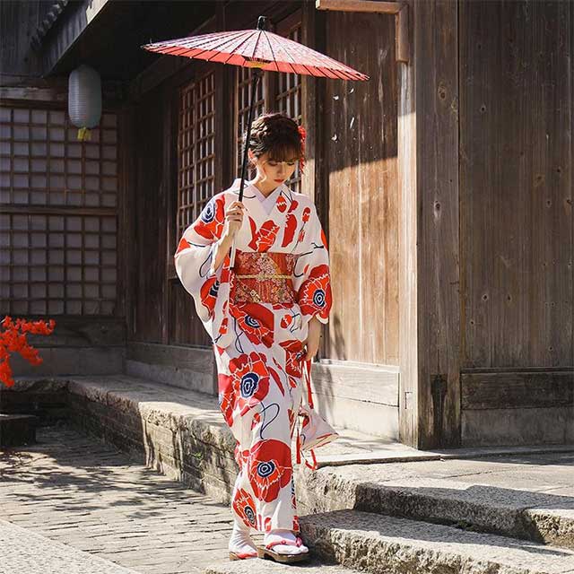 Japanese Red and White Kimono | Eiyo Kimono