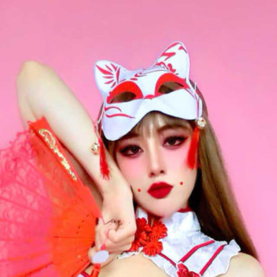 Japanese Red Cat Mask | Eiyo Kimono