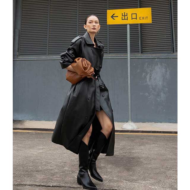 Faux Leather Japanese Trench Coat | Eiyo Kimono