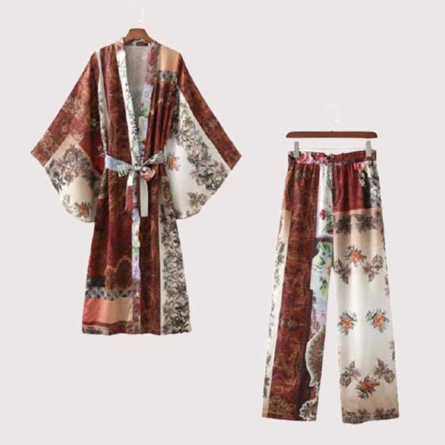 Two Piece Set Printed Kimono | Eiyo Kimono