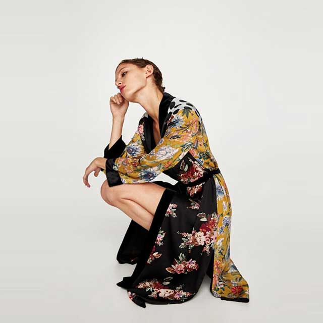 Long Floral Kimono Robe | Eiyo Kimono