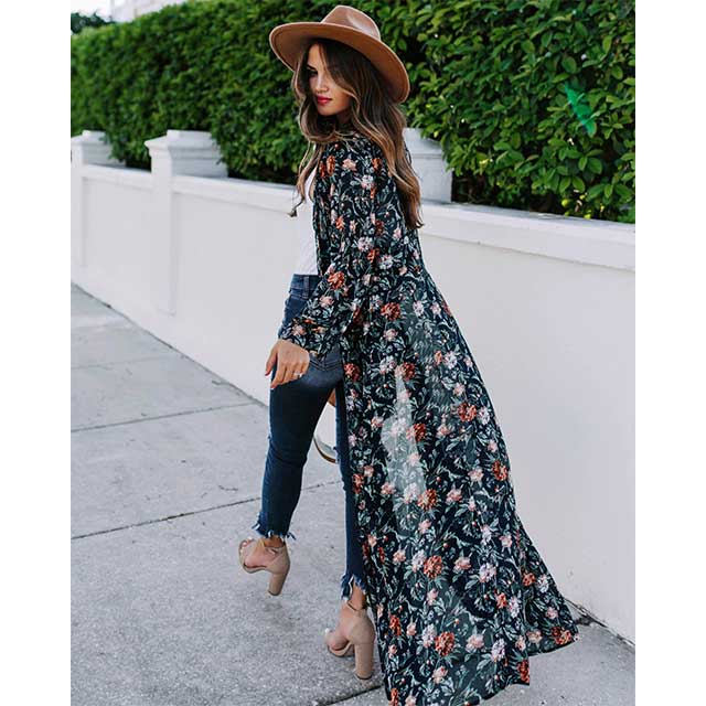 Long Floral Kimono Tunic