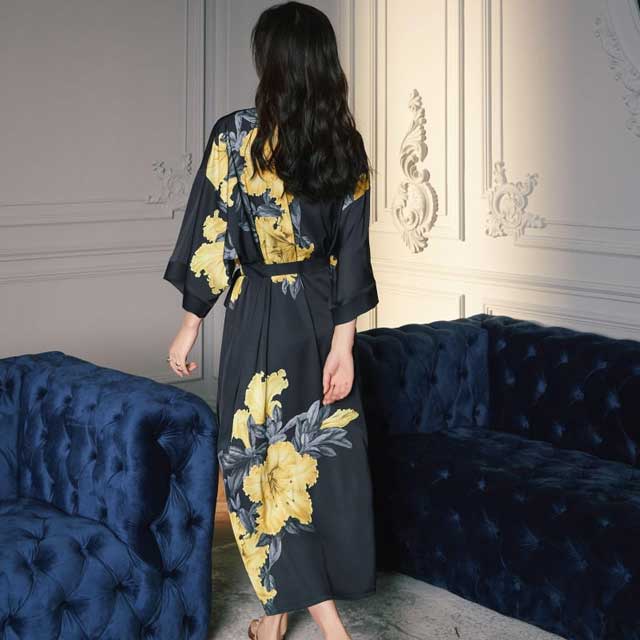 Long Satin Kimono Robe | Eiyo Kimono