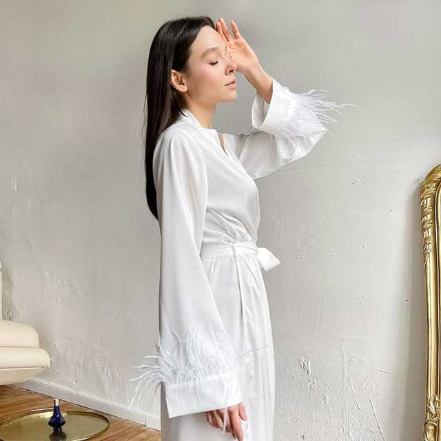 Long Satin Kimono Robe | Eiyo Kimono