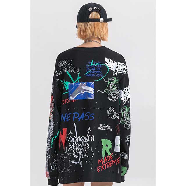 Black and White Long Sleeve T-Shirt | Eiyo Kimono