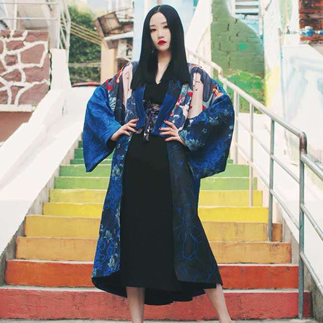 Blue Patchwork Jacquard Jacket | Eiyo Kimono