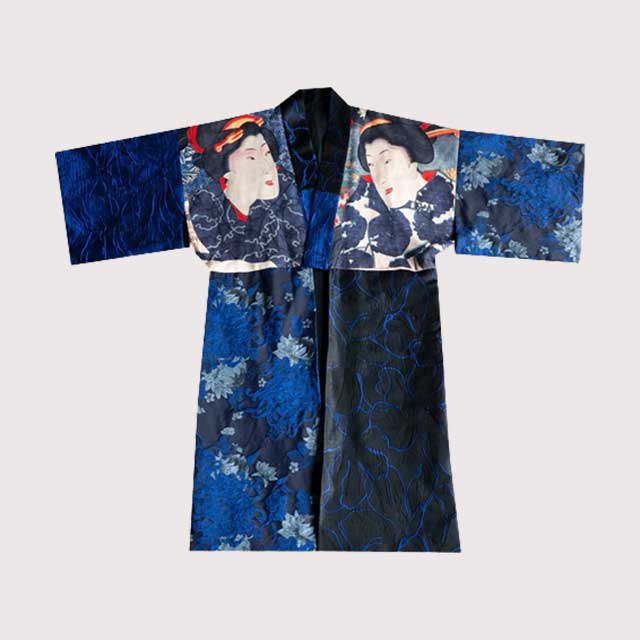 Blue Patchwork Jacquard Jacket | Eiyo Kimono