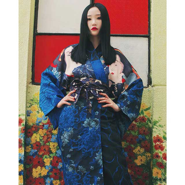 Blue Patchwork Jacquard Jacket | Eiyo Kimono