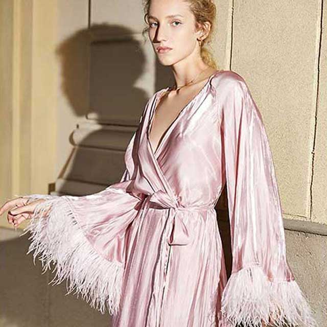Pink Satin Kimono Robe | Eiyo Kimono