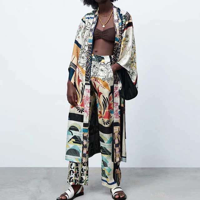 Two Piece Set Printed Kimono | Eiyo Kimono