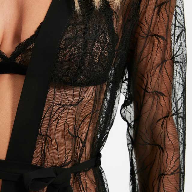 Black Sheer Kimono Cover up | Eiyo Kimono