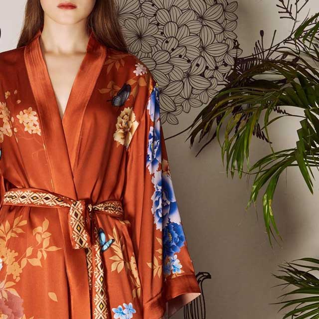 Women's Silk Kimono Robe | Eiyo Kimono