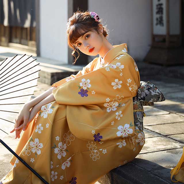 Japanese Yellow Kimono | Eiyo Kimono
