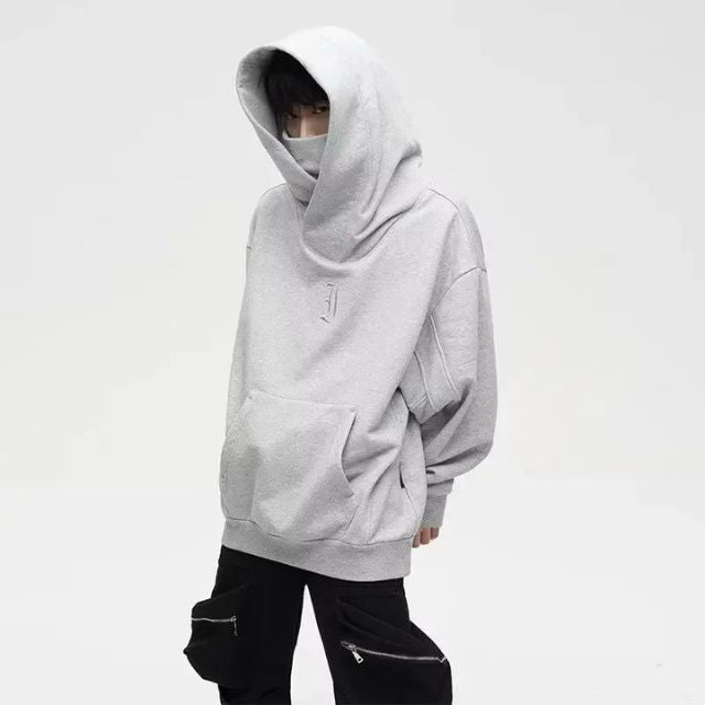 minimalist street hoodie with layered neckline and oversized silhouette for modern styling - Eiyo Kimono