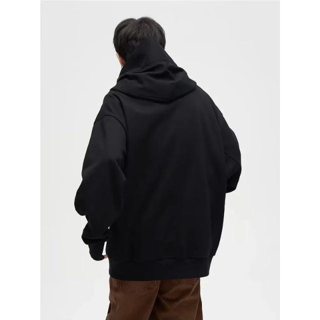 minimalist street hoodie with layered neckline and oversized silhouette for modern styling - Eiyo Kimono