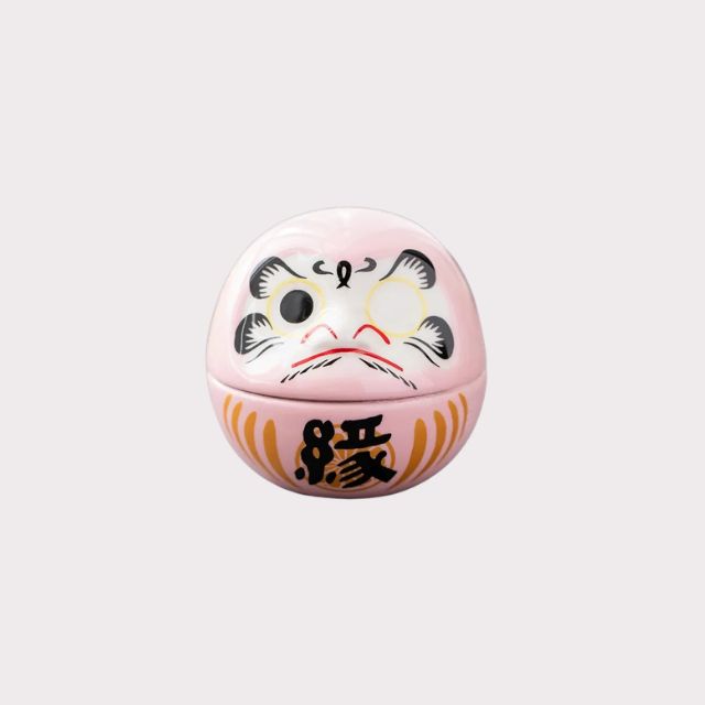 Ceramic Daruma Doll Japanese lucky charm for desk, shelf, or mindful interior styling - eiyo kimono