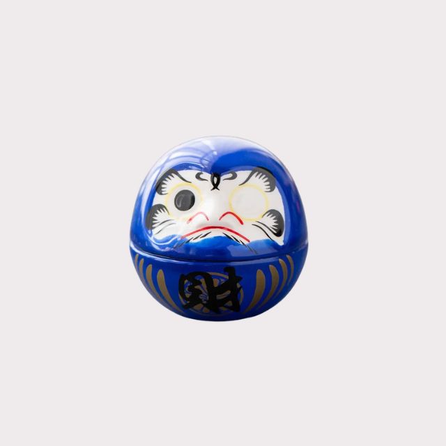 Ceramic Daruma Doll Japanese lucky charm for desk, shelf, or mindful interior styling - eiyo kimono