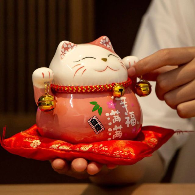 Japanese lucky cat decor symbolizing prosperity and positive energy - eiyo kimono