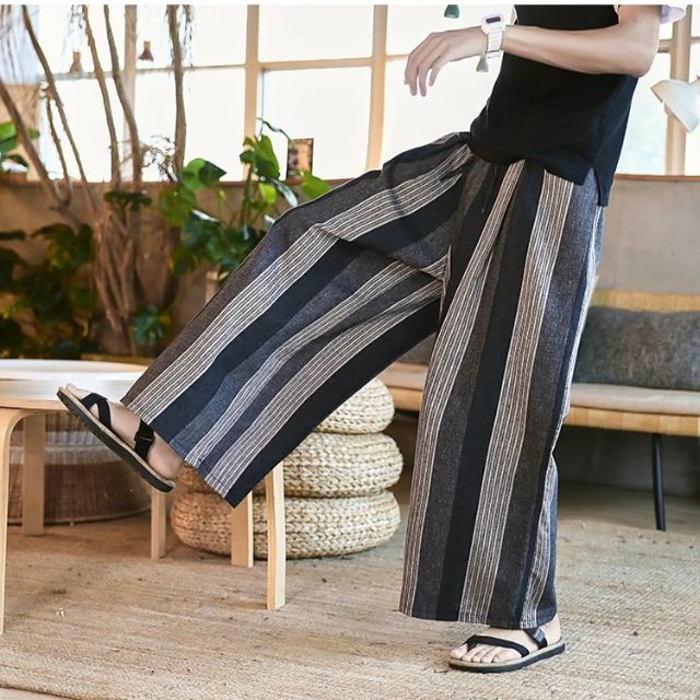 man wearing a wide-leg Hakama pants 