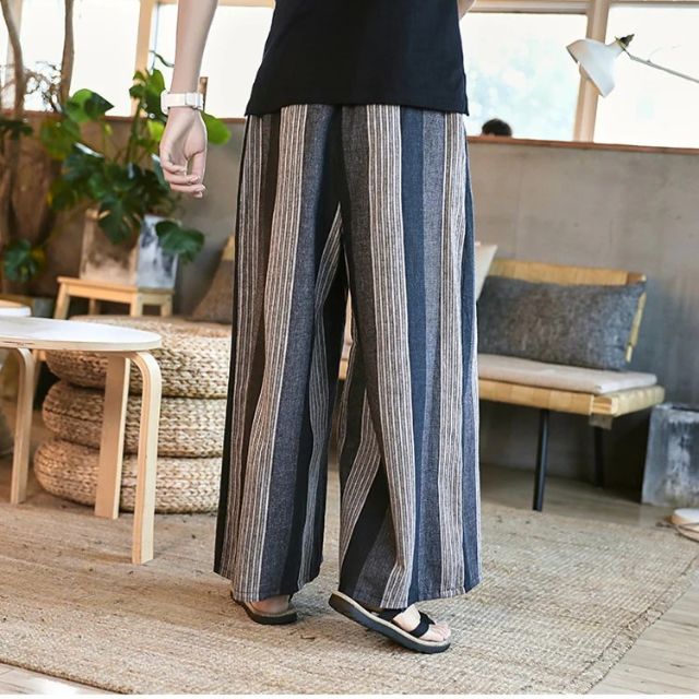 man wearing a wide-leg Hakama pants 