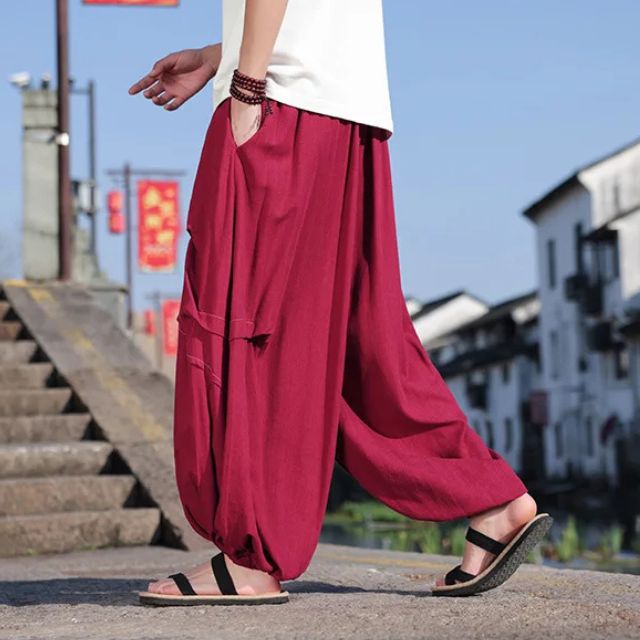 Hakama pants wide-leg hamaka with ankle cuffs inspired by Japanese fashion | Eiyo Kimono