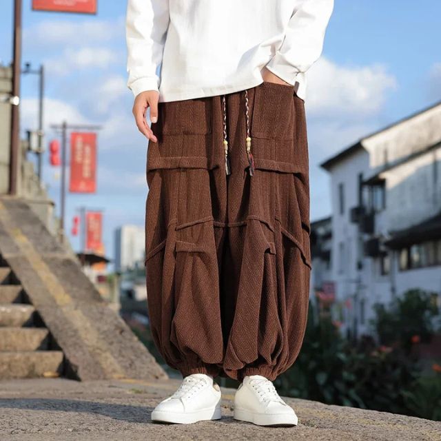Hakama pants wide-leg hamaka with ankle cuffs inspired by Japanese fashion | Eiyo Kimono