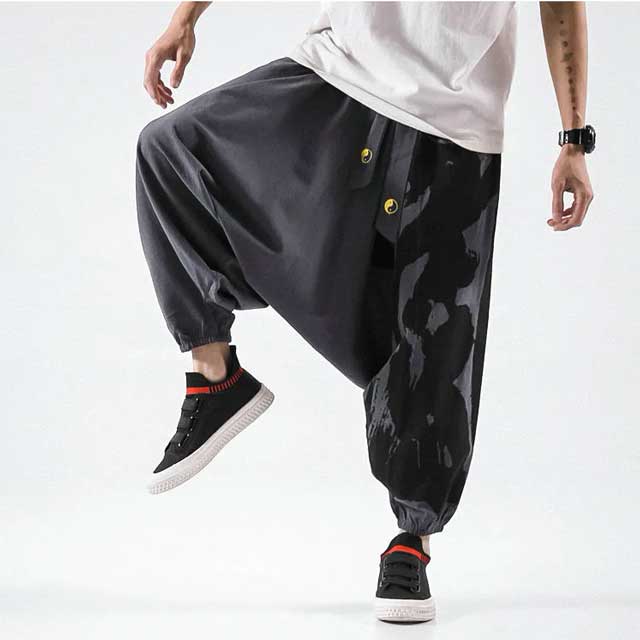 Men Casual Drop Crotch Wrap Harem Ninja Pants // Wrap Skirt Layered Jo –  Ofelya Boutique