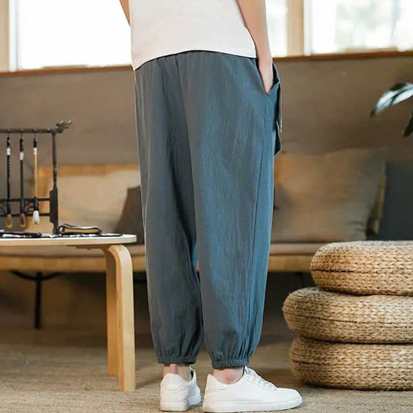 Kimono-Inspired Linen Pants and Blouse – Loose Fit Women Clothing