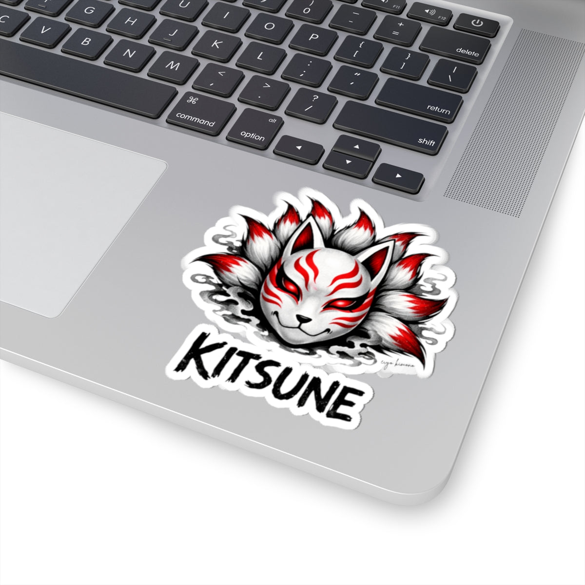 Kitsune Fox Mask Kiss-Cut Sticker — Japanese Myth Spirit Decal - eiyo kimono