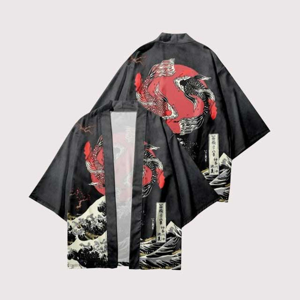 KIMONO WITH SPLIT SLEEVE PLAYING KOI